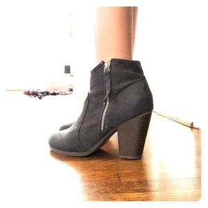 Gray 2.5 inch heel booties